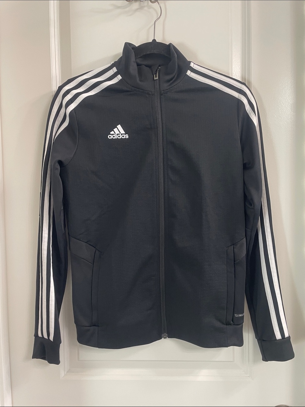 adidas Black Track Jacket with White Stripes